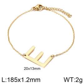 Gold O-chain letter E stainless steel bracelet