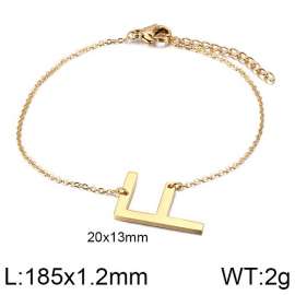 Gold O-chain letter F stainless steel bracelet