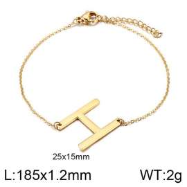 Gold O-chain letter H stainless steel bracelet