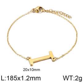 Gold O-chain letter I stainless steel bracelet