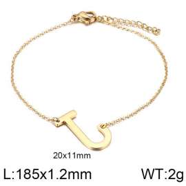 Gold O-chain letter J stainless steel bracelet
