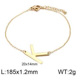 Gold O-chain letter K stainless steel bracelet