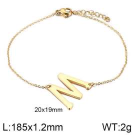 Gold O-chain letter M stainless steel bracelet