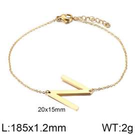 Gold O-chain letter N stainless steel bracelet