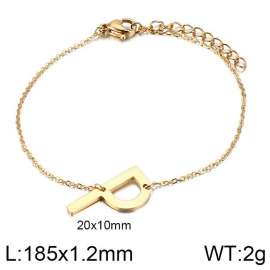 Gold O-chain letter P stainless steel bracelet