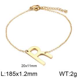 Gold O-chain letter R stainless steel bracelet