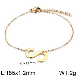 Gold O-chain letter S stainless steel bracelet