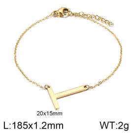 Gold O-chain letter T stainless steel bracelet