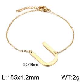 Gold O-chain letter U stainless steel bracelet