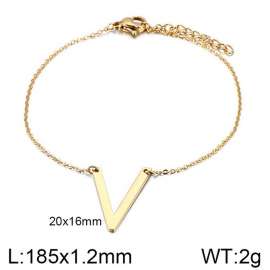 Gold O-chain letter V stainless steel bracelet