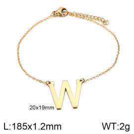 Gold-plating O-chain letter W stainless steel bracelet