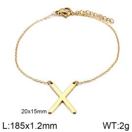 Gold-plating O-chain letter X stainless steel bracelet