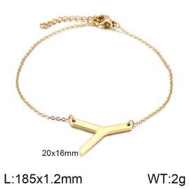 Gold-plating O-chain letter Y stainless steel bracelet