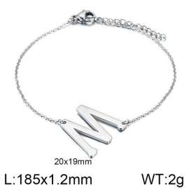 steel Color O-chain letter M stainless steel bracelet