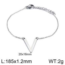 steel Color O-chain letter V stainless steel bracelet