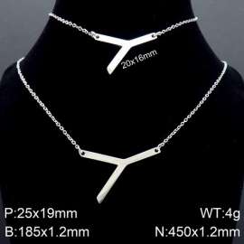 Steel Letter Y Bracelet Necklace Women's O-shaped Chain Set