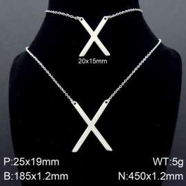 Steel Letter X Bracelet Necklace Women's O-shaped Chain Set