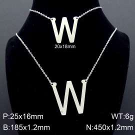 Steel Letter W Bracelet Necklace Women's O-shaped Chain Set