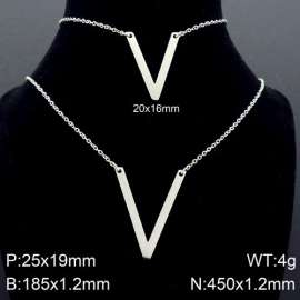 Steel Letter V Bracelet Necklace Women's O-shaped Chain Set