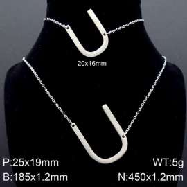 Steel Letter U Bracelet Necklace Women's O-shaped Chain Set