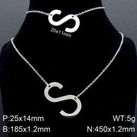 Steel Letter S Bracelet Necklace Women's O-shaped Chain Set