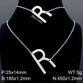 Steel Letter R Bracelet Necklace Women's O-shaped Chain Set