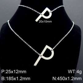 Steel Letter P Bracelet Necklace Women's O-shaped Chain Set