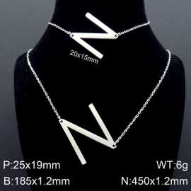 Steel Letter N Bracelet Necklace Women's O-shaped Chain Set