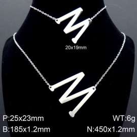 Steel Letter M Bracelet Necklace Women's O-shaped Chain Set