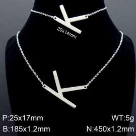 Steel Letter K Bracelet Necklace Women's O-shaped Chain Set