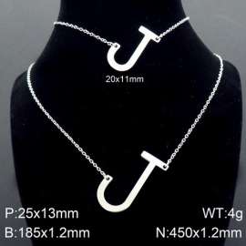 Steel Letter J Bracelet Necklace Women's O-shaped Chain Set