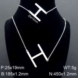 Steel Letter H Bracelet Necklace Women's O-shaped Chain Set