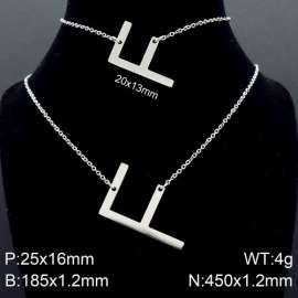 Steel Letter F Bracelet Necklace Women's O-shaped Chain Set