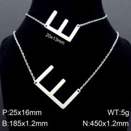 Steel Letter E Bracelet Necklace Women's O-shaped Chain Set