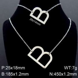Steel Letter B Bracelet Necklace Women's O-shaped Chain Set