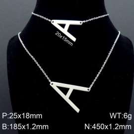 Steel Letter A Bracelet Necklace Women's O-shaped Chain Set