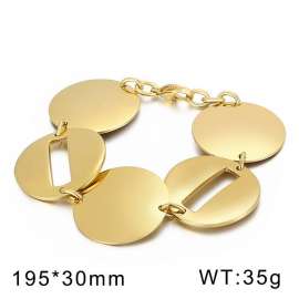 Luxury and exaggerated stainless steel disc combination thick Gold-plating Bracelet