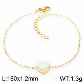 Stainless steel 185x1.2mm welding chain lobster clasp shell heart charm gold bracelet