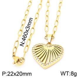 Stainless steel 460x3mm link chain with ridial crystal pendant trendy gold necklace