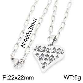 Stainless steel 460x3mm link chain with much love heart crystal pendant trendy silver necklace