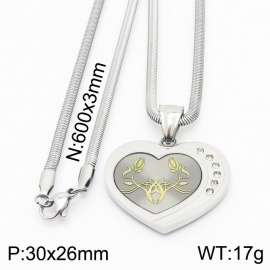 Stainless steel 600x3mm snake chain with shiny crystal double hearts pendant trendy necklace