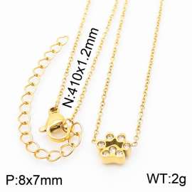 Stainless steel 410x1.2mm welding chain lobster clasp crystal dog palm charm gold necklace