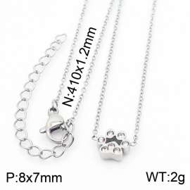Stainless steel 410x1.2mm welding chain lobster clasp crystal dog palm charm silver necklace