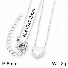 Stainless steel 410x1.2mm welding chain lobster clasp shell heart charm silver necklace