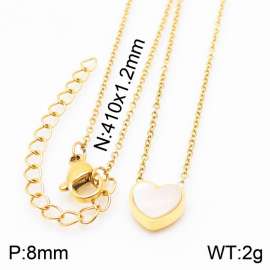 Stainless steel 410x1.2mm welding chain lobster clasp shell heart charm gold necklace