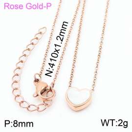 Stainless steel 410x1.2mm welding chain lobster clasp shell heart charm rose gold necklace