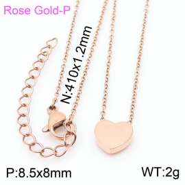Stainless steel 410x1.2mm welding chain lobster clasp  solid heart charm rose gold necklace