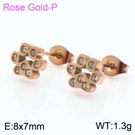 Stainless steel crystal dog palm classic simple rose gold earring