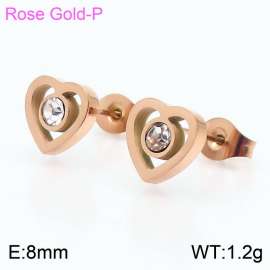 Stainless steel crystal heart classic simple rose gold earring