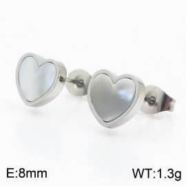 Stainless steel shell heart classic simple silver earring